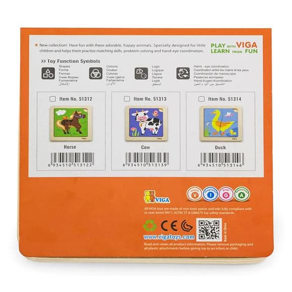 Дерев'яний мініпазл Viga Toys Качечки, 4 ел. (51314)