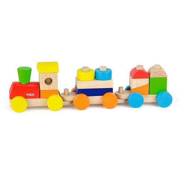 Деревянный поезд Viga Toys Цветные кубики (51610)