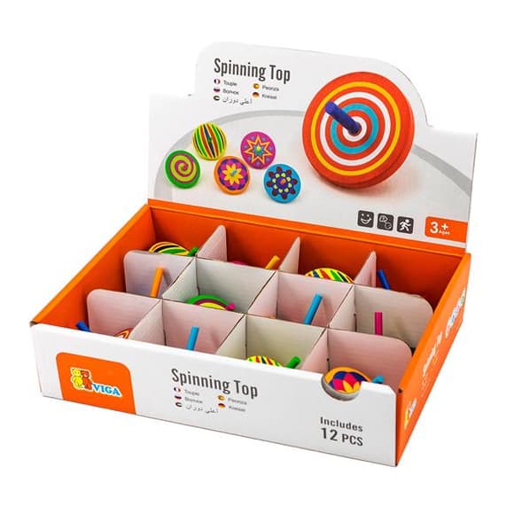 Деревянная игрушка Viga Toys Волчок 12 шт. в ассорт. (53906)