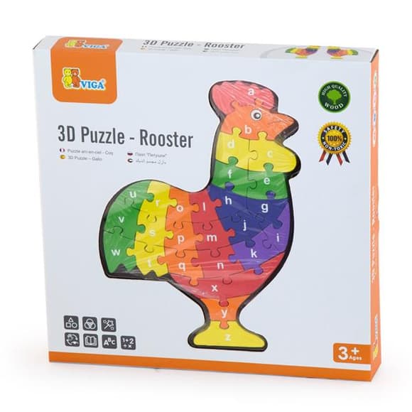 Деревянный пазл Viga Toys Петушок по буквам (55244N)