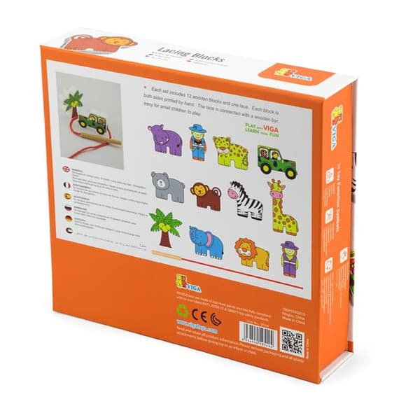 Дерев'яна шнурівка Viga Toys Зоопарк (59549)
