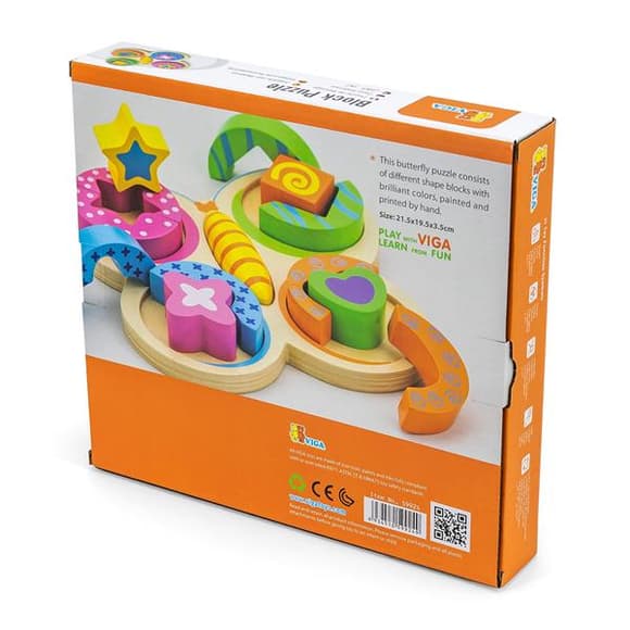 Деревянный пазл-сортер Viga Toys Бабочка (59924)