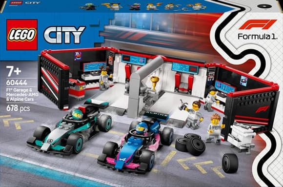 Конструктор LEGO City Гараж F1 та автомобілі Mercedes-AMG і Alpine 678 деталей (60444)