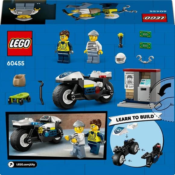 Конструктор LEGO City Переслідування на поліцейському мотоциклі 65 деталей (60455)