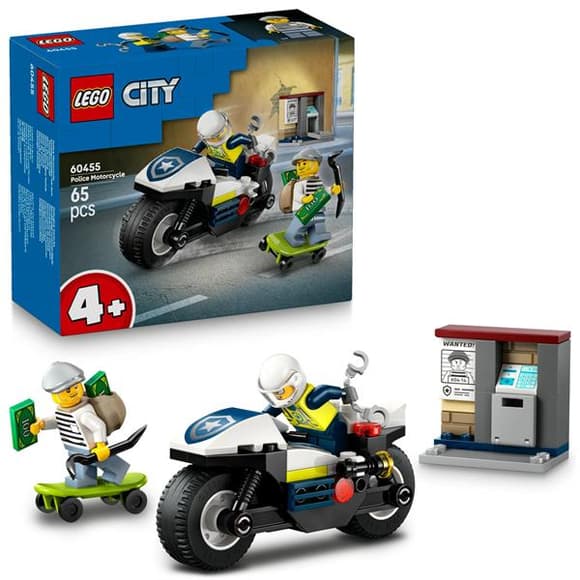 Конструктор LEGO City Переслідування на поліцейському мотоциклі 65 деталей (60455)
