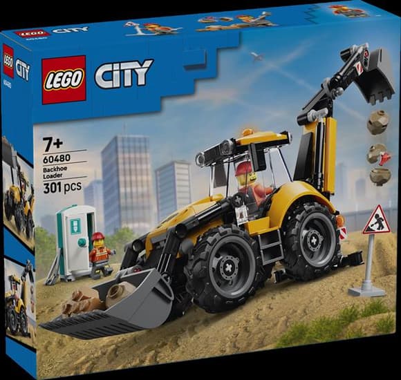 Конструктор LEGO® City Жовтий екскаватор-навантажувач - Будівельна іграшка, 301 деталей (60480)