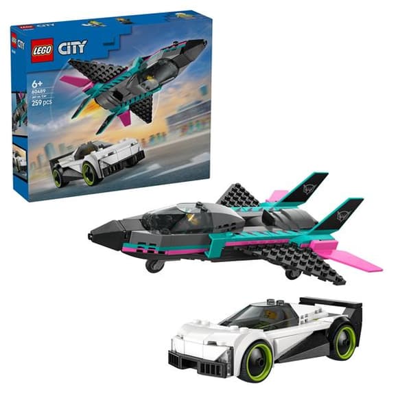 Конструктор LEGO City Реактивный самолет против автомобиля 259 Деталей (60489)