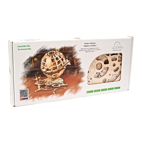 Деревянный механический 3D конструктор Ugears Глобус (70128)