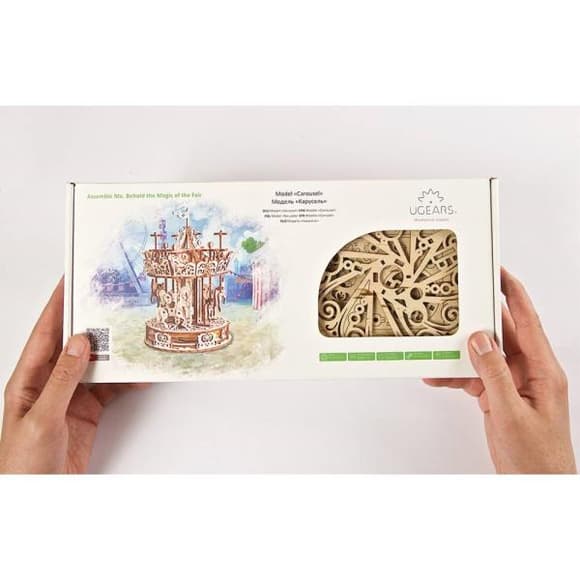 Деревянный механический 3D конструктор Ugears Карусель (70129)