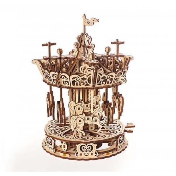 Деревянный механический 3D конструктор Ugears Карусель (70129)