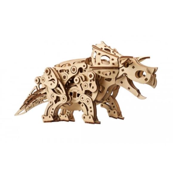 Деревянный механический 3D конструктор Ugears Трицератопс (70211)