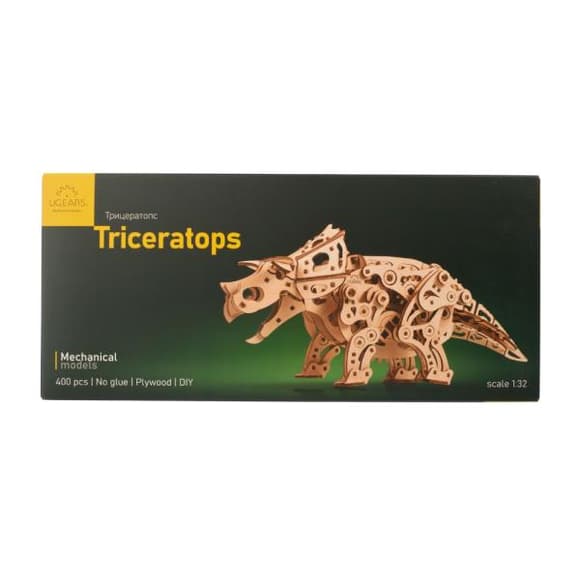 Деревянный механический 3D конструктор Ugears Трицератопс (70211)