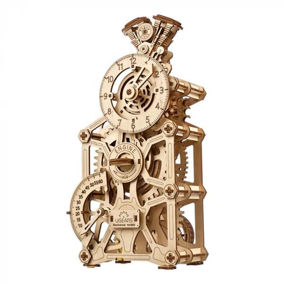 Деревянный механический 3D конструктор Ugears Часы-двигатель (70217)