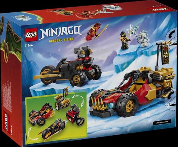 Конструктор LEGO® NINJAGO® Комбіновані транспортні засоби Кая та Коула Іграшка, 394 деталі (71864)