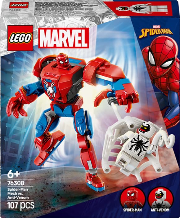 Конструктор LEGO Super Heroes Робот Людини-павука проти Анти-Венома 107 деталей (76308)