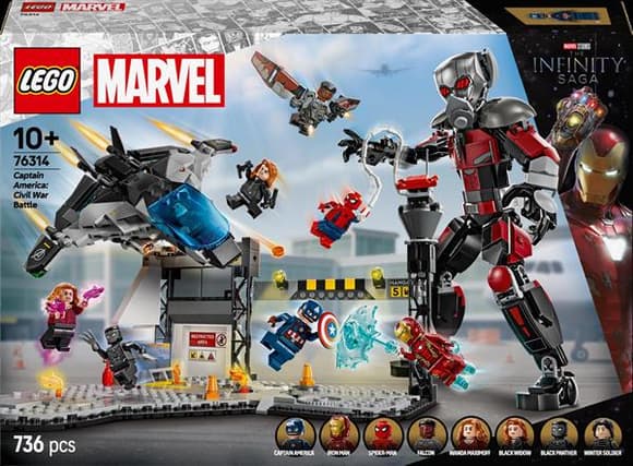 Конструктор LEGO Super Heroes Перший месник Протистояння Пригодницька битва 736 деталей (76314)