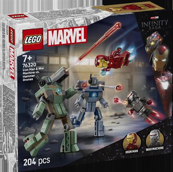 Конструктор LEGO Super Heroes Залізна людина та Бойова Машина проти Хаммер Дронів 204 деталі (76320)