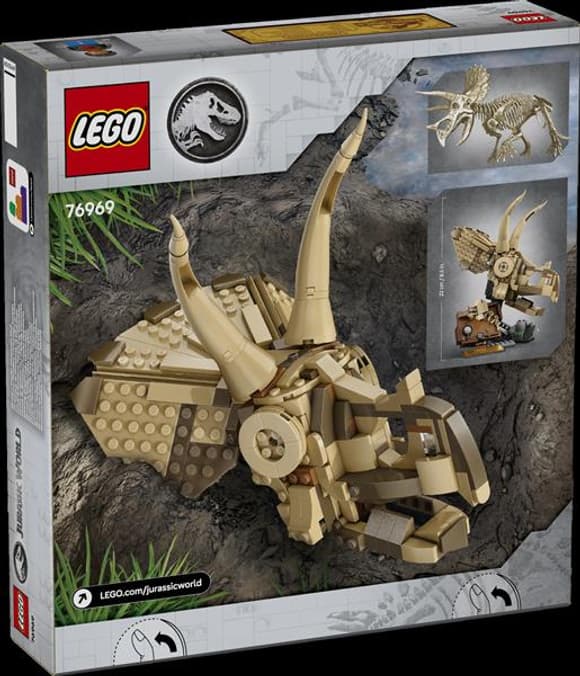 Конструктор LEGO® Jurassic World Окаменелости динозавров: череп трицератопса, 468 деталей (76969)