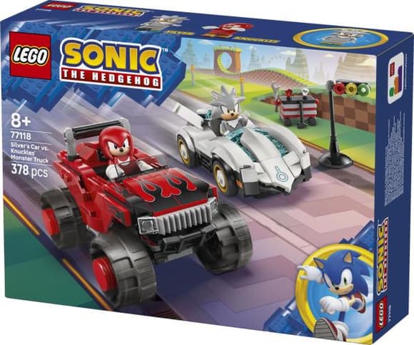 Конструктор LEGO Sonic Автомобиль Сильвера vs. монстр грузовика Наклза 378 Деталей  ( 77118 )