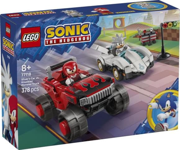 Конструктор LEGO Sonic Автомобиль Сильвера vs. монстр грузовика Наклза 378 Деталей  ( 77118 )