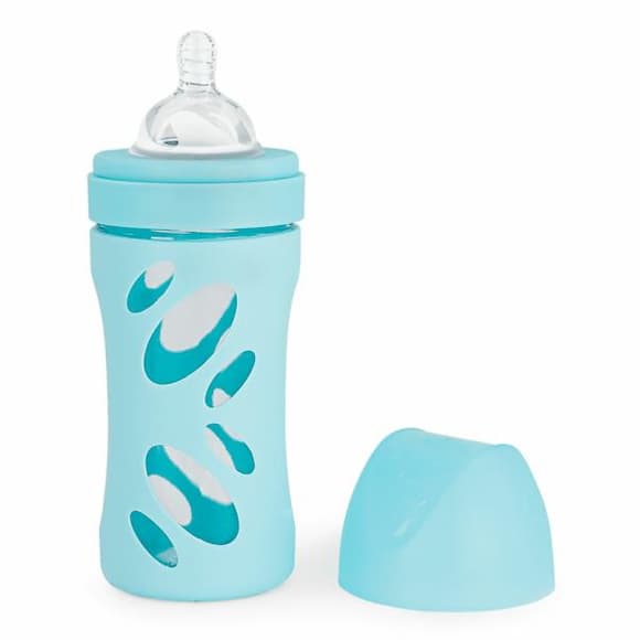Скляна антиколікова пляшечка Twistshake 260 мл 2m+ із силіконовою соскою блакитний (78583)