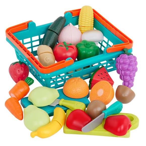 Іграшкові продукти Battat Овочі та фрукти на липучках у кошику (BT4743Z)
