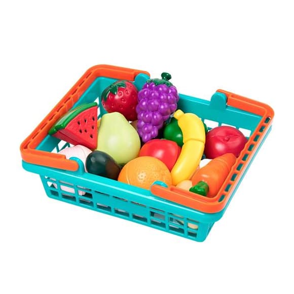 Іграшкові продукти Battat Овочі та фрукти на липучках у кошику (BT4743Z)