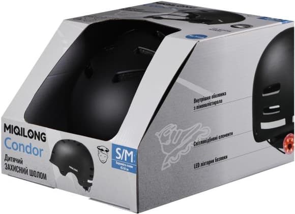 Дитячий захисний шолом Miqilong Condor 45-54 см чорний (CONDOR-M-BLACK)