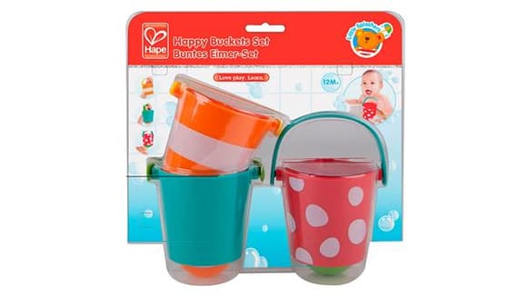 Набір іграшок для ванної Hape Щасливі відерця 3 шт. (E0205)