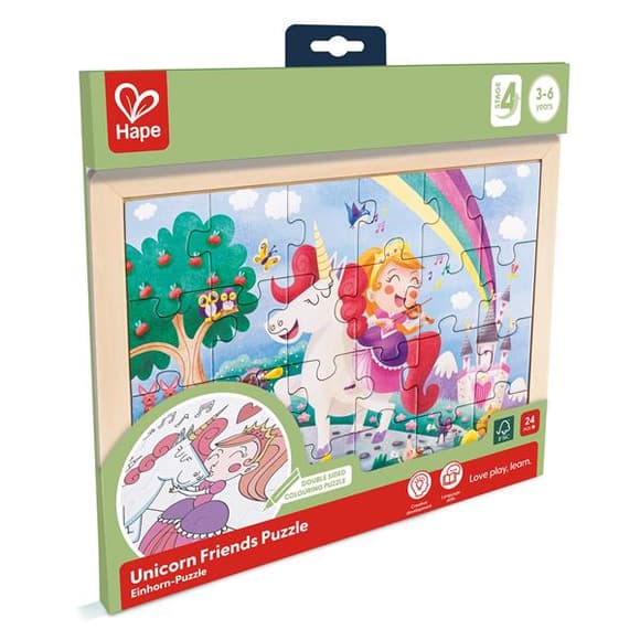 Пазл Hape Единороги с раскраской (E1642)