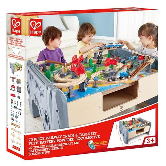 Іграшкова залізниця Hape зі столом 70 ел. (E3766)