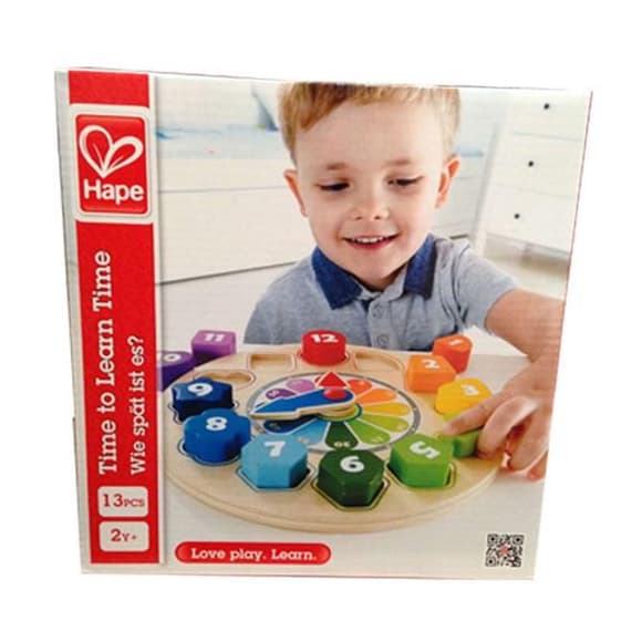 Деревянный пазл-сортер Hape Часы (E8043)