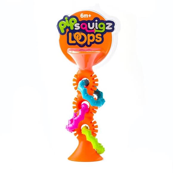 Прорізувач-брязкальце на присосках Fat Brain Toys pipSquigz Loops помаранчевий (FA165-1)