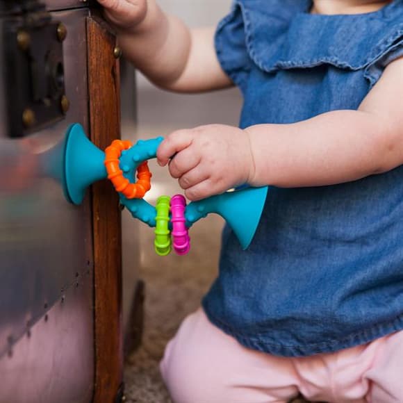 Прорезыватель-погремушка на присосках Fat Brain Toys pipSquigz Loops бирюзовый (FA166-1)