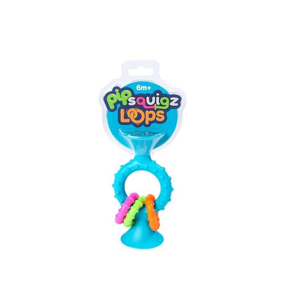 Прорезыватель-погремушка на присосках Fat Brain Toys pipSquigz Loops бирюзовый (FA166-1)