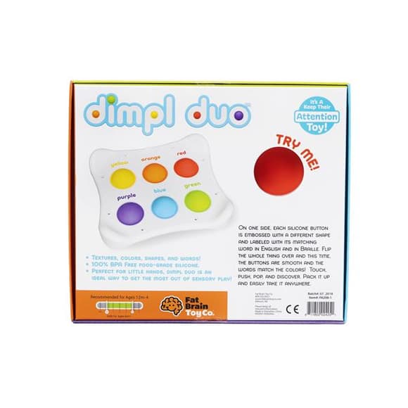 Игрушка-антистресс Fat Brain Toys Dimpl Duo Брайль Цвет Форма Название (FA208-1)