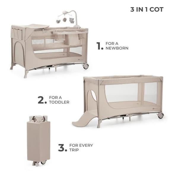 Манеж-кровать с пеленатором Kinderkraft Joy 2 бежевый (KLJOY02BEG000AC)