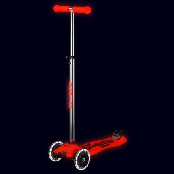 Триколісний самокат Micro Maxi Deluxe Glow LED світний червоний (MMD368)