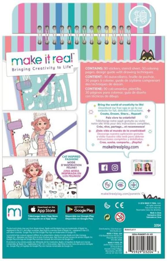 Make it Real: Блокнот з трафаретами для створення модних коллекцій «Гарненька кицюня» (MR3204)