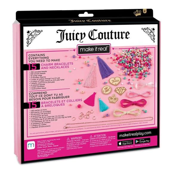 Набір для створення шарм-браслетів Make It Real Juicy Couture Модні прикраси з пензлями 664 ел. (MR4415)