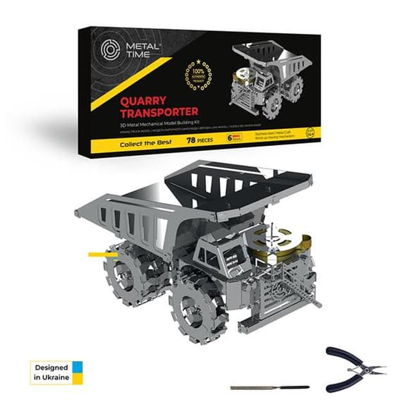 Колекційна модель-конструктор Metal Time Quarry Transporter Кар'єрний самоскид механічний (MT014)