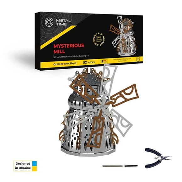 Колекційна модель-конструктор Metal Time Mysterious Mill Млин електронний двоколірна (MT054)