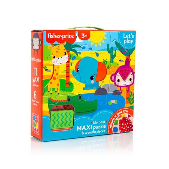 Пазл Fisher-Price Максі Звірятка з дерев'яними фігурами (VT1100-01)